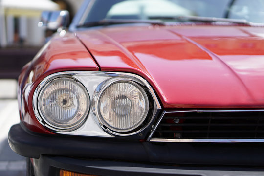 Red Classic Car Headlights