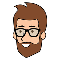 young man head avatar with glasses vector illustration design