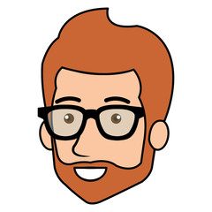young man head avatar with glasses vector illustration design