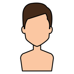 young man shirtless avatar character vector illustration design