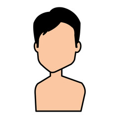 young man shirtless avatar character vector illustration design