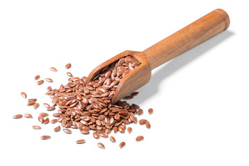 uncooked flax seeds on white, (large depth of field, taken with tilt shift lens)