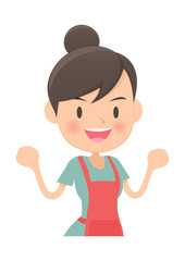 主婦　ガッツポーズ　上半身