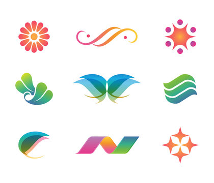 Set of vector spa and beauty logos in rainbow colors. Business branding icons and design elements. - Powered by Adobe