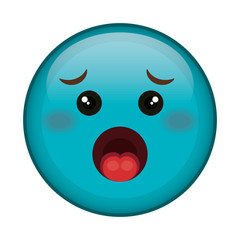 worried face emoticon kawaii character vector illustration design