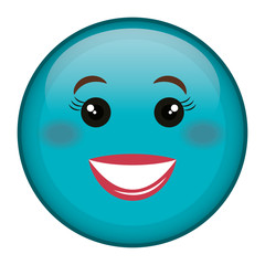 happy face emoticon kawaii character vector illustration design