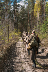 Re-enactors Dressed As Soviet Russian Red Army Infantry Soldiers