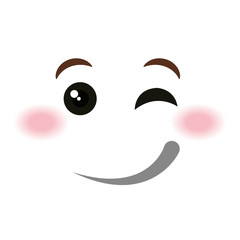 flirtatious face emoticon kawaii style vector illustration design