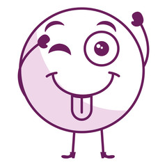tongue out face emoticon kawaii character vector illustration design