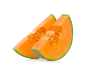 cantaloupe melon fruits isolated on white background.