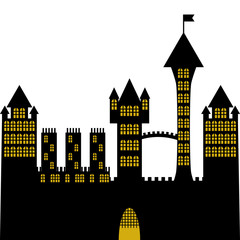 Obraz premium isolated vector ancient gothic castle black silhouette