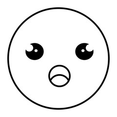 cute face emoticon kawaii character vector illustration design