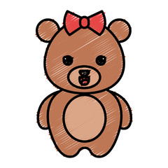 cute and tender bear female kawaii style vector illustration design