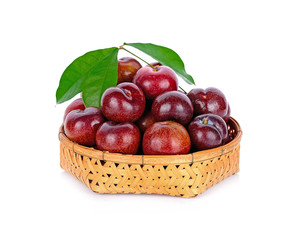 Fresh plum isolated on the white background.