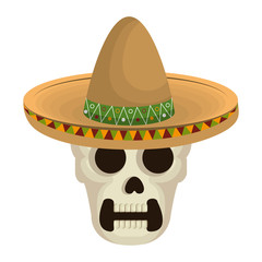 Mexican mariachi skull character vector illustration design