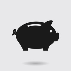 Piggy bank icon. Pictograph of moneybox. Flat design.