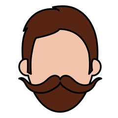 young man with mustache head avatar vector illustration design