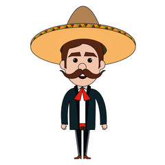 Mexican mariachi avatar character vector illustration design