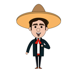 Mexican mariachi avatar character vector illustration design