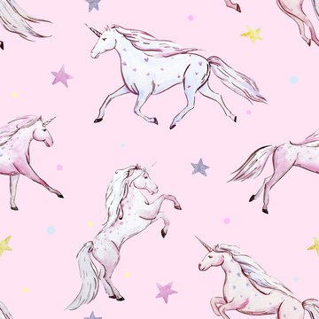 Watercolor unicorn pattern