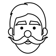 young man with mustache head avatar vector illustration design