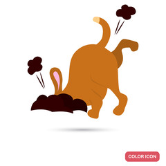 Dog digging soil color flat icon for web and mobile design
