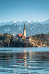 Chapel island in Lake Bled Slovenia