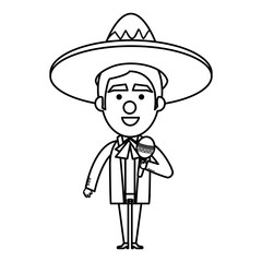 Mexican mariachi with maracas avatar character vector illustration design