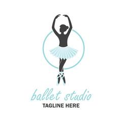 ballet logo for ballet school, dance studio. vector illustration
