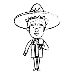Mexican mariachi with maracas avatar character vector illustration design
