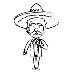 Mexican mariachi avatar character vector illustration design