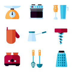 kitchenware icon flat set