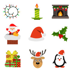 Christmas flar icon set