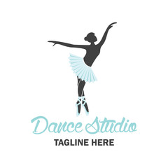 ballet logo for ballet school, dance studio. vector illustration
