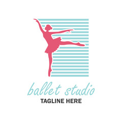 ballet logo for ballet school, dance studio. vector illustration
