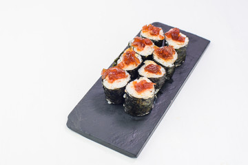 Maki sushi rolls with tuna isolated on a white background