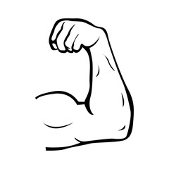 Strong power, muscle arms vector icon. Muscular hand symbol for fitness club emblem, illustration of strength human hand