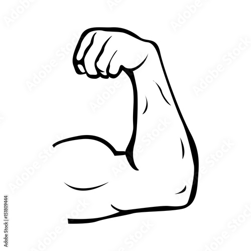 "Strong power, muscle arms vector icon. Muscular hand symbol for