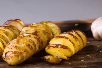 Baked potatoes on a skewer