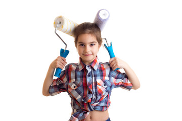 Little girl holding white rolls