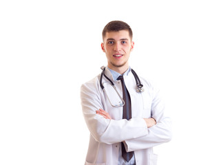 Young man in doctor gown