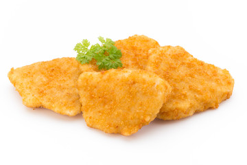 Nugget chiken on the white background.