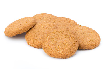 Stacked short pastry cookies isolated on white background.