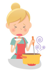 主婦　鍋料理の味見　不味い