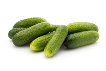 Eco cucumber on white background. Fresh vegetables.