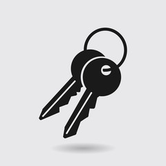 Key icon. Lock symbol. Security sign. Flat design style.