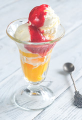 Peach Melba ice cream