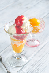 Peach Melba ice cream