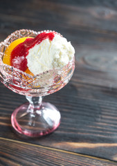 Peach Melba ice cream
