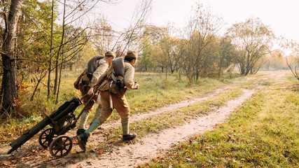 Reenactor Dressed As Russian Soviet Red Army Soldier Of World War II